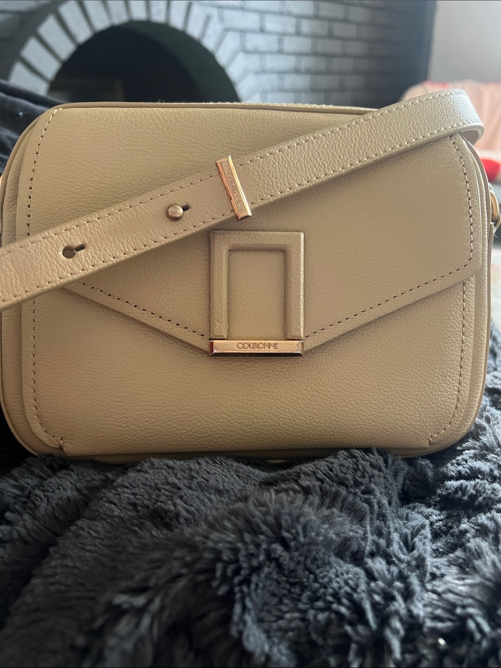 Beige Leather two way bag - great Korean brand